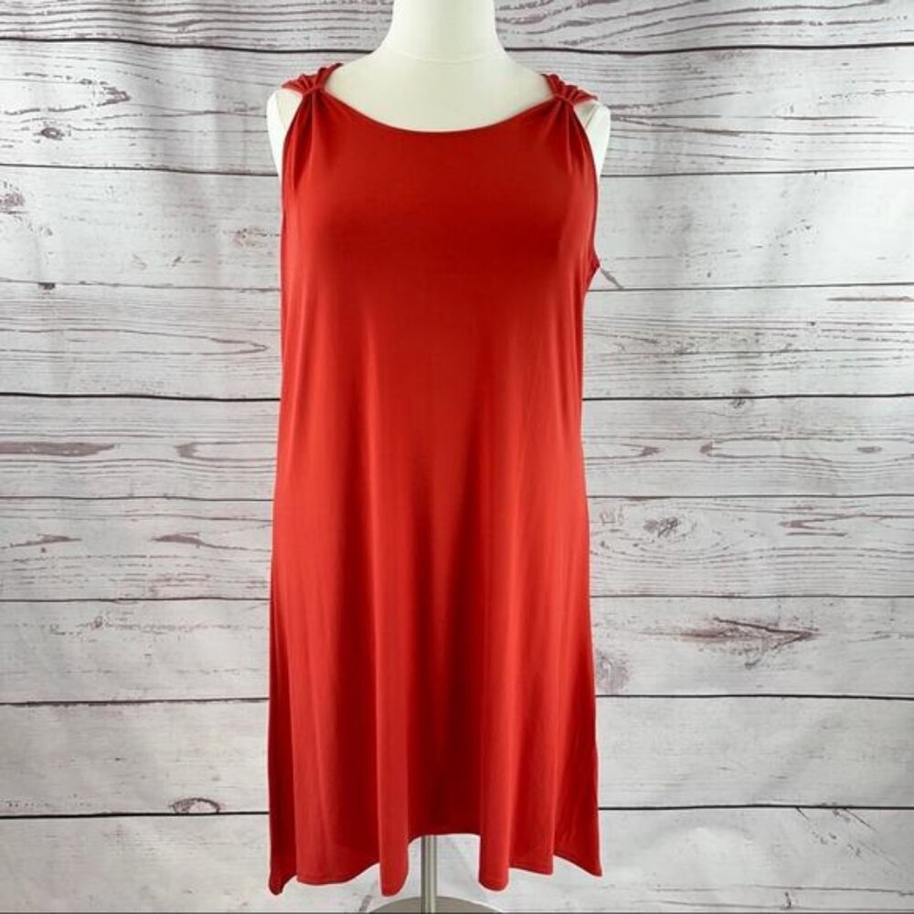 Chico's orange silky stretchy dress longer sides Chico's size 4